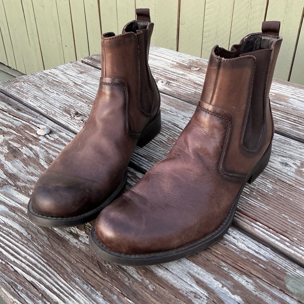 ALFANI genuine leather ankle BOOT chukka brown size 9.5